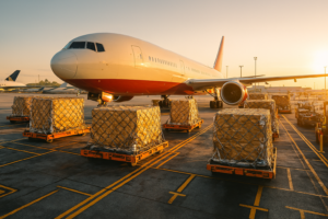 Airplane cargo in airport